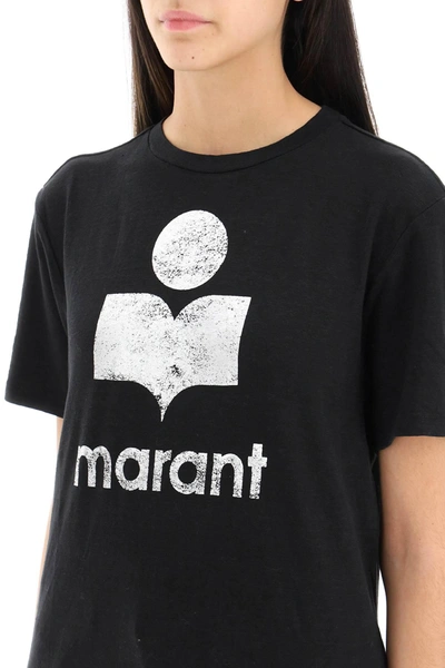 Shop Marant Etoile Isabel  Zewel T Shirt With Metallic Logo Print