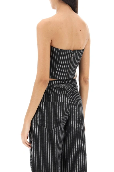 Shop Rotate Birger Christensen Rotate Cropped Top With Sequined Stripes