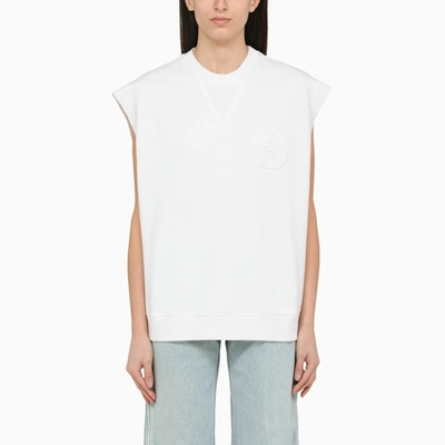 Shop Stella Mccartney Stella Mc Cartney White Cotton Over Vest With Logo