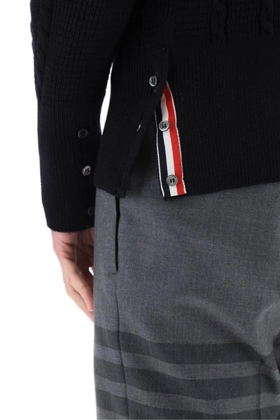 Shop Thom Browne Cable Wool Sweater With Rwb Detail