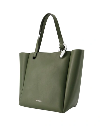 Shop Jw Anderson Chain Tote - J. W.anderson - Leather - Khaki In Green