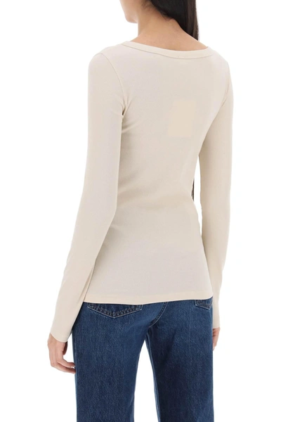 Shop Totême Toteme Scoop Neck Long Sleeve Rib Top