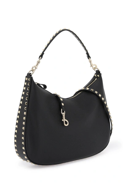 Shop Valentino Garavani Grained Leather 'rockstud' Hobo Bag