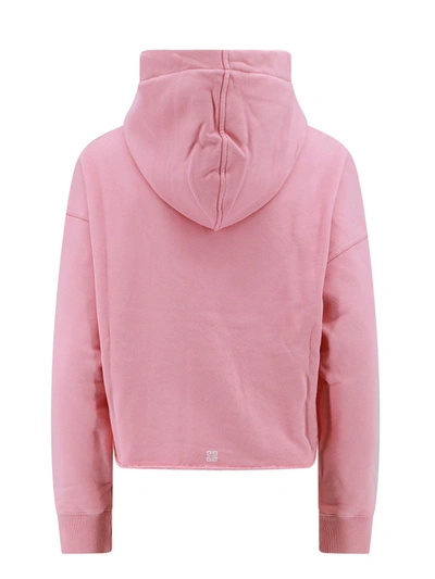 Givenchy Pink Cropped Logo Hoodie In Pink