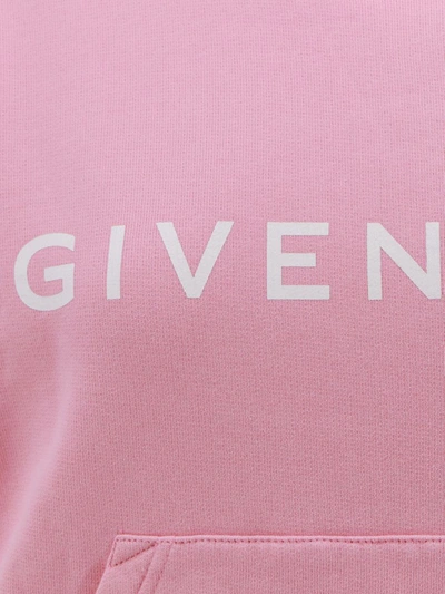 Givenchy Pink Cropped Logo Hoodie In Pink