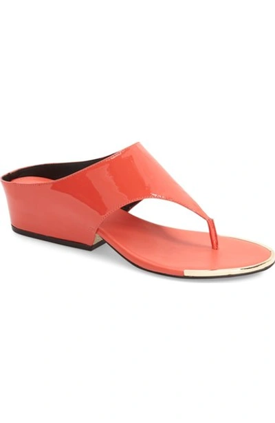 Calvin Klein 'ciara' Wedge Sandal (women) In Deep Coral Patent