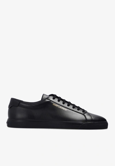 Shop Saint Laurent Andy Low-top Leather Sneakers In Black