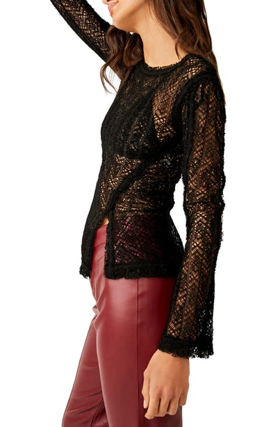Free People On The Road Twisted Lace Top In Black