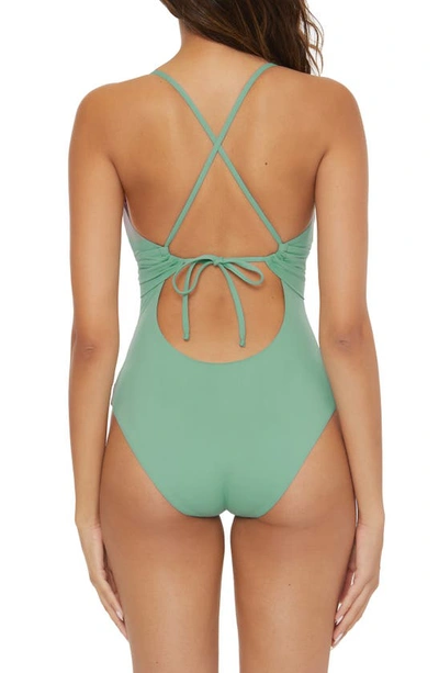Shop Becca Color Code Plunge One-piece Swimsuit In Mineral