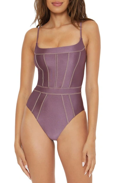Shop Becca Color Sheen One-piece Swimsuit In Fig