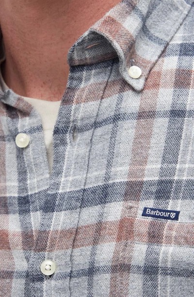 Shop Barbour Eddleston Flannel Button-down Shirt In Grey Marl