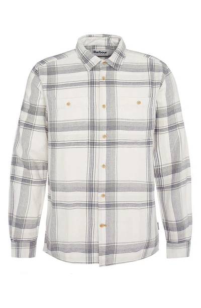 Shop Barbour Dartmouth Plaid Flannel Button-up Shirt In Ecru