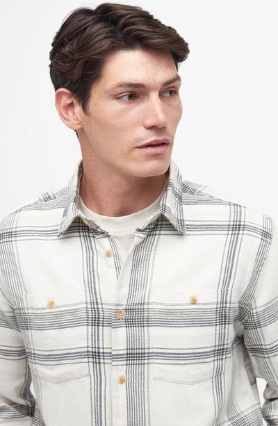 Shop Barbour Dartmouth Plaid Flannel Button-up Shirt In Ecru