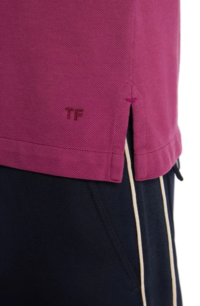 Shop Tom Ford Short Sleeve Cotton Piqué Polo In Magenta