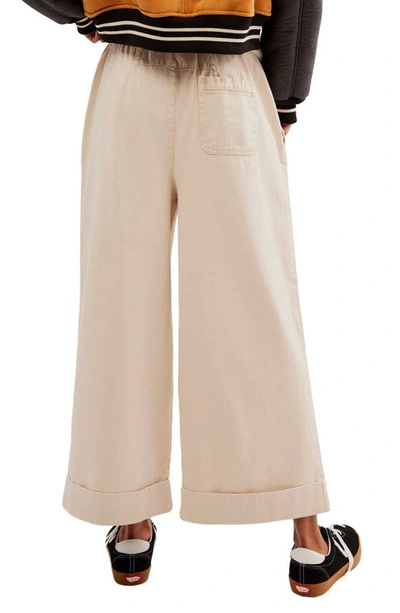 Shop Free People After Love Roll Cuff Wide Leg Pants In Sandshell