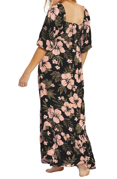 Shop Billabong Full Bloom Smocked Maxi Dress In Black Sands