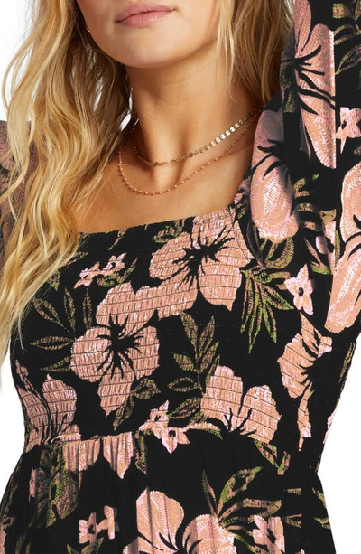 Billabong Full Bloom Smocked Maxi Dress In Black Sands