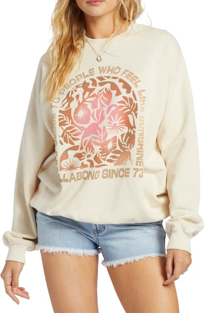 Shop Billabong Ride In Cotton Blend Graphic Sweatshirt In Whitecap