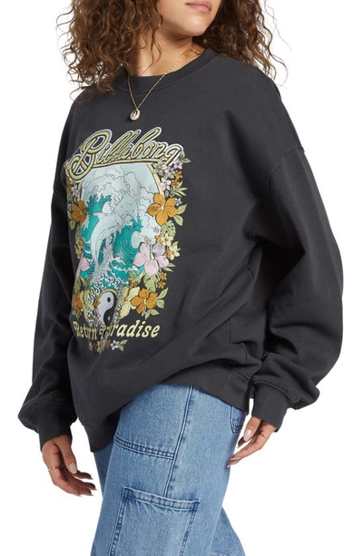 Shop Billabong Ride In Cotton Blend Graphic Sweatshirt In Black Paradise