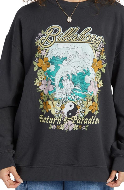 Shop Billabong Ride In Cotton Blend Graphic Sweatshirt In Black Paradise