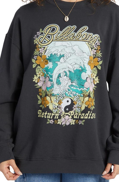 Billabong Ride In Cotton Blend Graphic Sweatshirt In Black Paradise