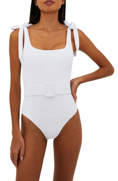 Shop Beach Riot Sydney Belted One-piece Swimsuit In White