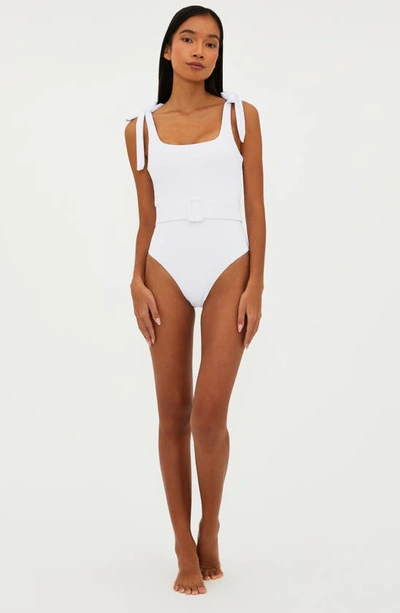 Shop Beach Riot Sydney Belted One-piece Swimsuit In White