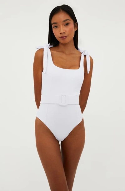 Shop Beach Riot Sydney Belted One-piece Swimsuit In White