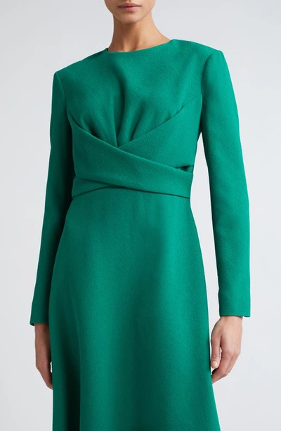 Emilia Wickstead Elta Crepe Flared Midi Dress In Jade Green