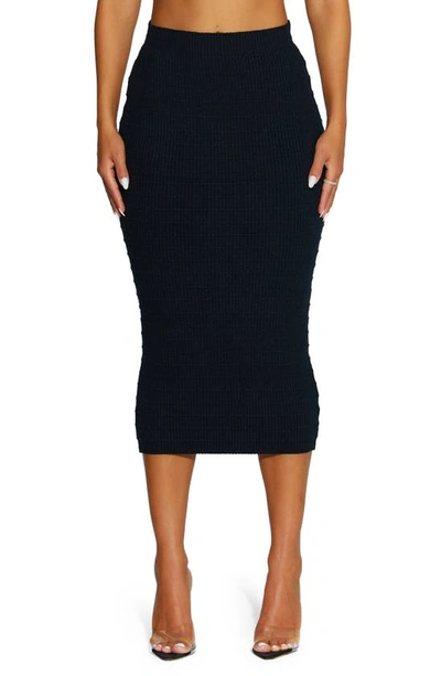 Shop Naked Wardrobe Rib Midi Sweater Skirt In Black