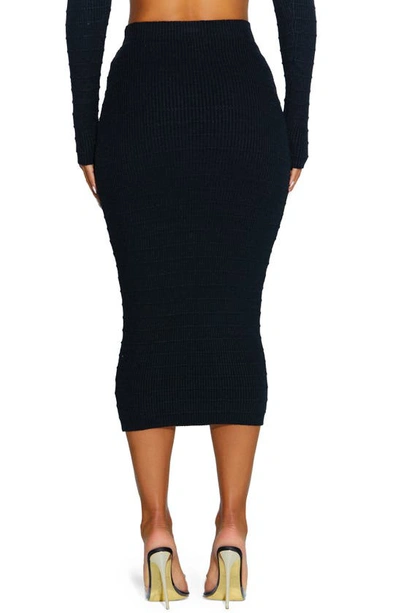 Shop Naked Wardrobe Rib Midi Sweater Skirt In Black