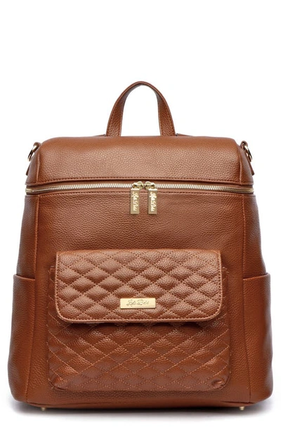 Shop Luli Bebe Monaco Faux Leather Diaper Backpack In Caramel Brown