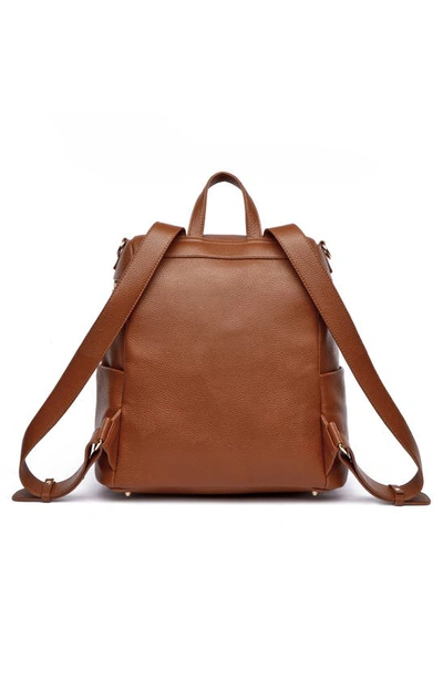 Luli Bebe Monaco Faux Leather Diaper Backpack In Caramel Brown