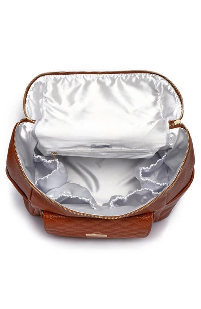 Shop Luli Bebe Monaco Faux Leather Diaper Backpack In Caramel Brown