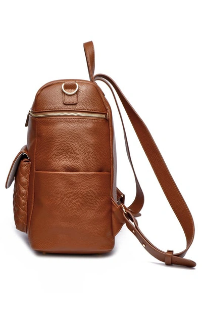 Luli Bebe Monaco Faux Leather Diaper Backpack In Caramel Brown