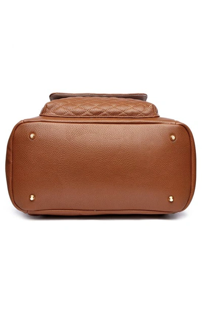 Luli Bebe Monaco Faux Leather Diaper Backpack In Caramel Brown