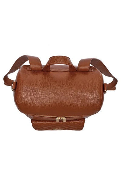 Luli Bebe Monaco Faux Leather Diaper Backpack In Caramel Brown