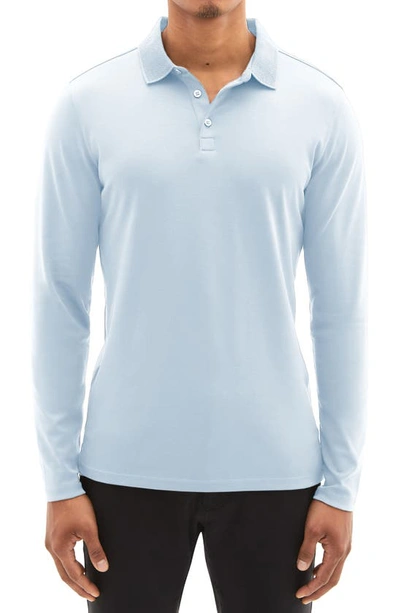 Shop Robert Barakett Georgia Long Sleeve Polo In Blue Haze