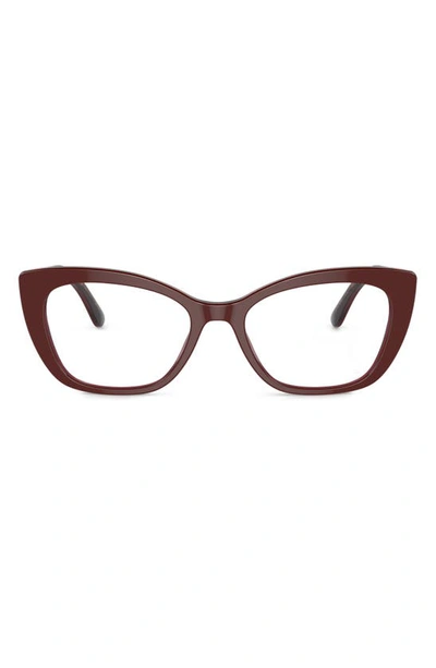 Shop Dolce & Gabbana 54mm Cat Eye Optical Glasses In Bordeaux