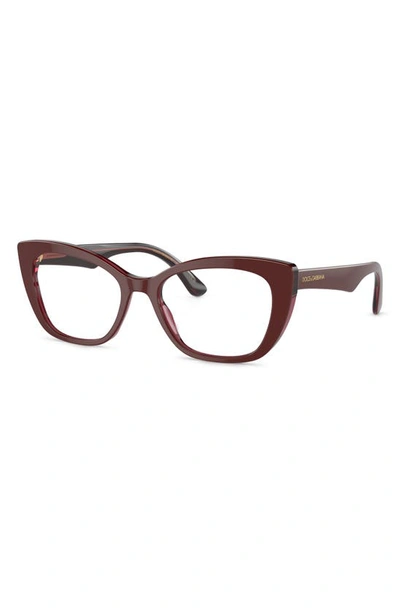 Shop Dolce & Gabbana 54mm Cat Eye Optical Glasses In Bordeaux