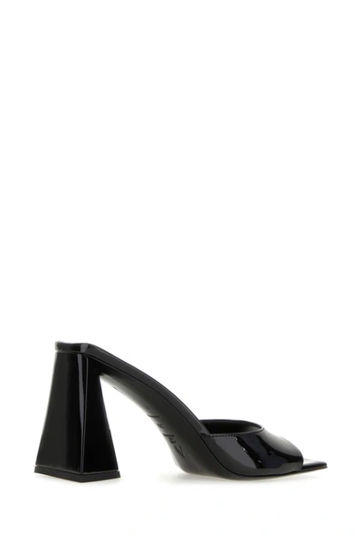 Shop Attico The  Woman Embellished Satin Mini Devon Mules In Black