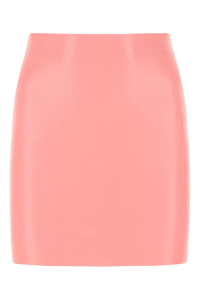 Shop Versace Woman Pink Latex Mini Skirt