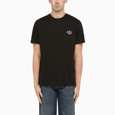 Shop Apc A.p.c. Black T Shirt With Contrasting Logo Lettering