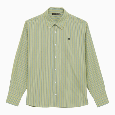 Shop Acne Studios Classic Bright Green/dark Green Striped Shirt