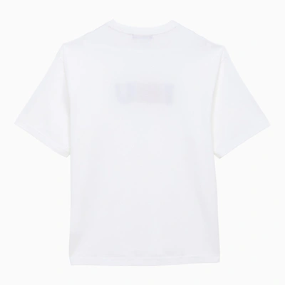 Shop Acne Studios White Crew Neck T Shirt With Logo Print