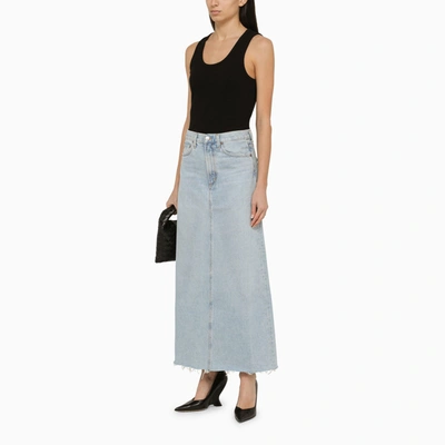 Shop Agolde Blue Denim Long Skirt