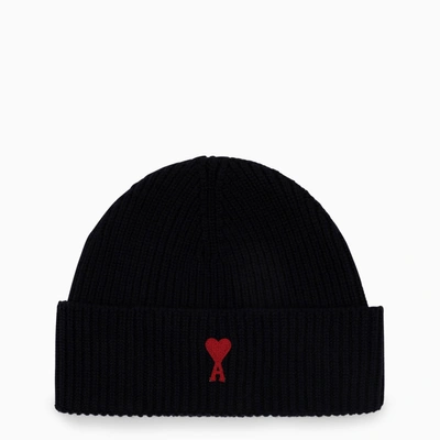 Ami Alexandre Mattiussi Logo-embroidered Ribbed-knit Beanie In 