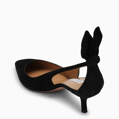 Shop Aquazzura Black Bow Tie Suede Pump