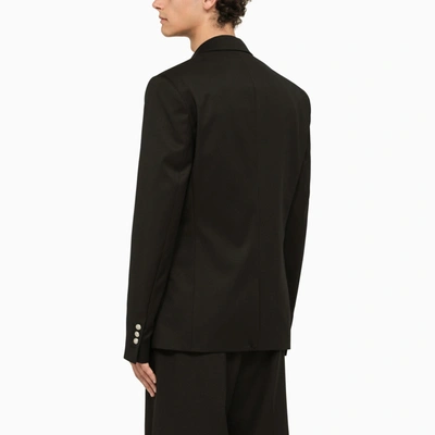 Shop Balmain Black Single Breasted Jacket In Wool