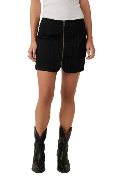 Shop Free People Layla Stretch Denim Skirt In Black